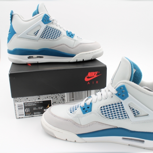 Air Jordan 4 Retro (GS) Off White/Military Blue 6.5Y - Picture 2 of 14